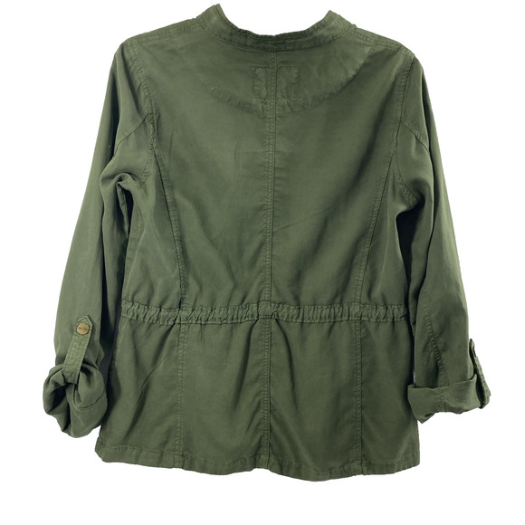 Sanctuary Jacket Womens Small Military Green Drawstring Waist Pockets Snap Up - Picture 2 of 11